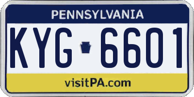 PA license plate KYG6601