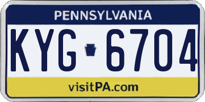 PA license plate KYG6704