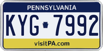 PA license plate KYG7992