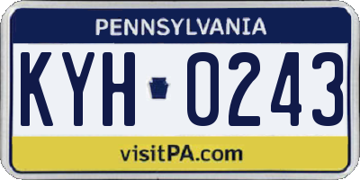 PA license plate KYH0243