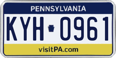 PA license plate KYH0961