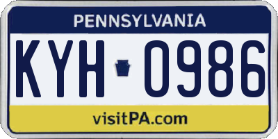 PA license plate KYH0986