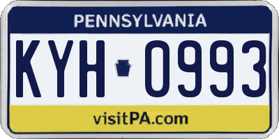 PA license plate KYH0993