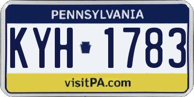 PA license plate KYH1783