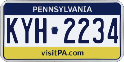 PA license plate KYH2234