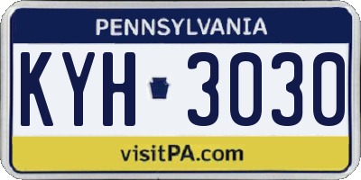 PA license plate KYH3030