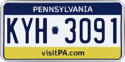 PA license plate KYH3091