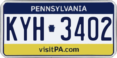 PA license plate KYH3402
