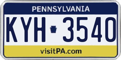 PA license plate KYH3540