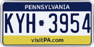 PA license plate KYH3954