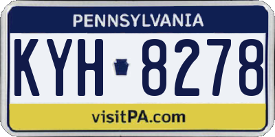 PA license plate KYH8278