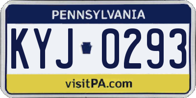 PA license plate KYJ0293