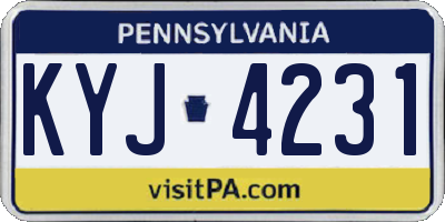 PA license plate KYJ4231