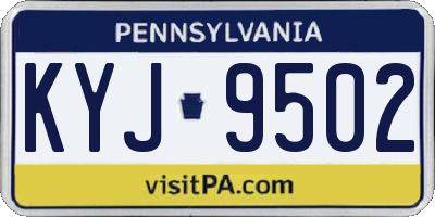 PA license plate KYJ9502