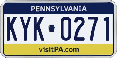 PA license plate KYK0271