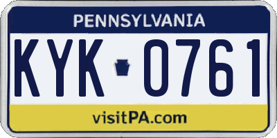 PA license plate KYK0761