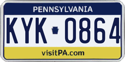 PA license plate KYK0864