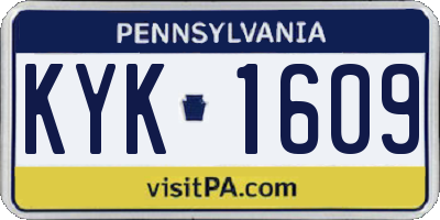 PA license plate KYK1609