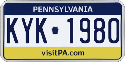 PA license plate KYK1980