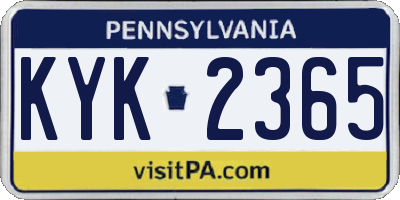 PA license plate KYK2365