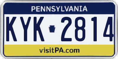 PA license plate KYK2814