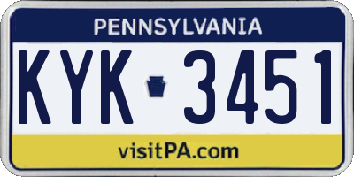 PA license plate KYK3451