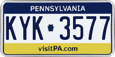 PA license plate KYK3577