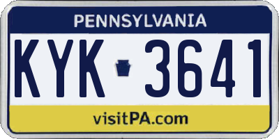 PA license plate KYK3641