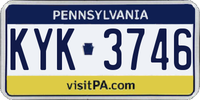 PA license plate KYK3746
