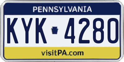 PA license plate KYK4280