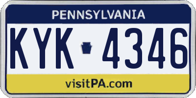 PA license plate KYK4346
