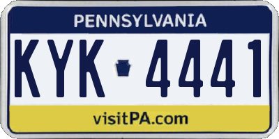 PA license plate KYK4441