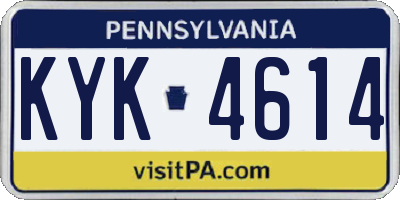 PA license plate KYK4614