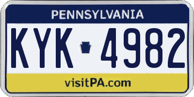 PA license plate KYK4982