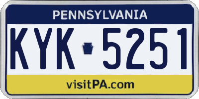 PA license plate KYK5251