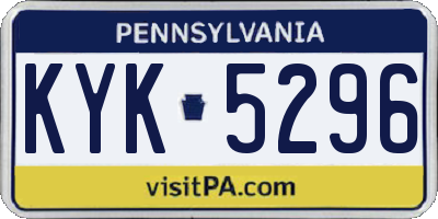 PA license plate KYK5296