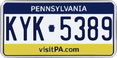 PA license plate KYK5389