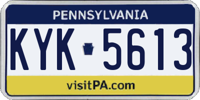 PA license plate KYK5613