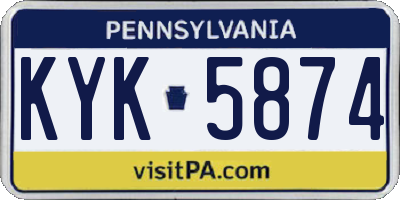 PA license plate KYK5874