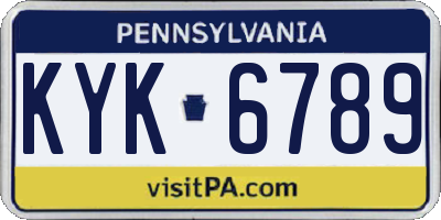 PA license plate KYK6789