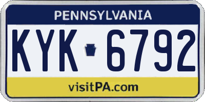 PA license plate KYK6792