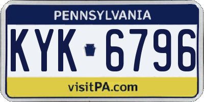 PA license plate KYK6796