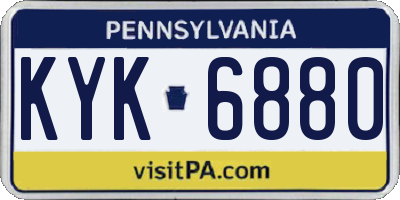 PA license plate KYK6880