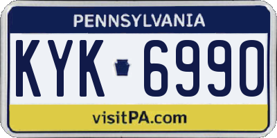PA license plate KYK6990