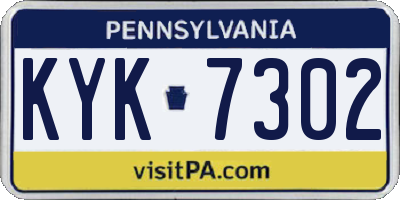 PA license plate KYK7302