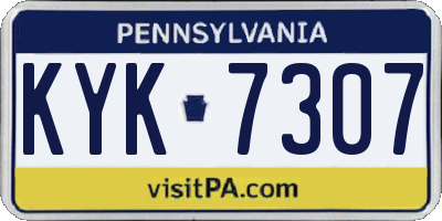 PA license plate KYK7307