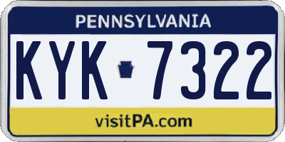 PA license plate KYK7322