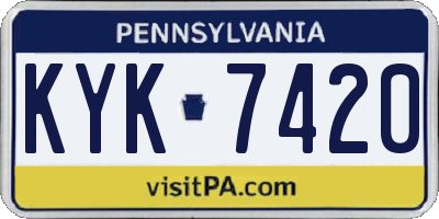 PA license plate KYK7420