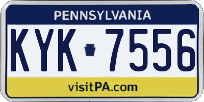 PA license plate KYK7556