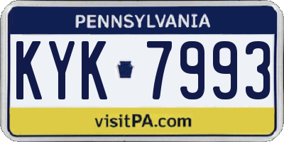 PA license plate KYK7993